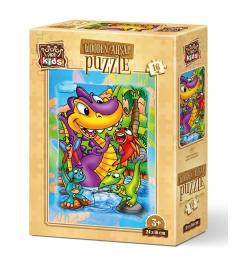 Puzzle de Madera Art Puzzle Dinosaurio Pescador de 16 Piezas