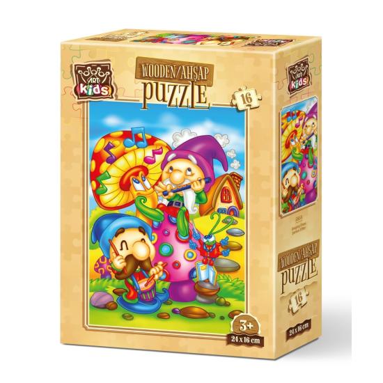 Puzzle de Madera Art Puzzle Elfos Cantantes de 16 Piezas Puzzle de Madera Art Puzzle Elfos Cantantes de 16 Piezas