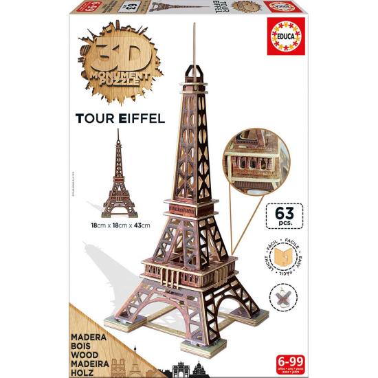 Puzzle Educa 3D Torre Eiffel de Madera 63 Piezas Puzzle Educa 3D Torre Eiffel de Madera 63 Piezas