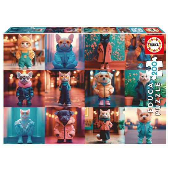 Puzzle Educa Animales de Moda de 200 Piezas