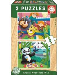 Puzzle Educa Animales del Zoo de 2 x 9 Piezas Madera
