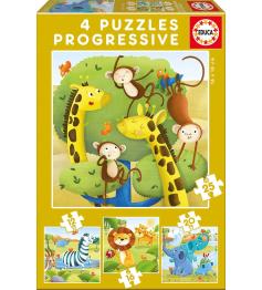 Puzzle Educa Animales Salvajes Progresivos 12+16+20+25 Pzs