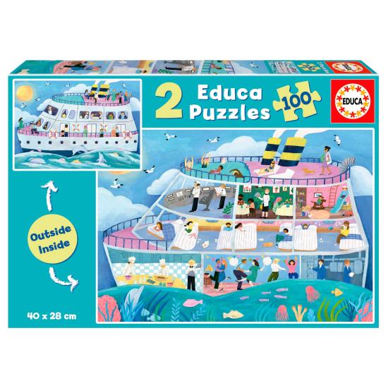 Puzzle Educa Barco Inside-Out de 2 x 100 Piezas