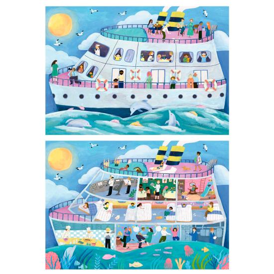 Puzzle Educa Barco Inside-Out de 2 x 100 Piezas
