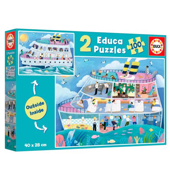 Puzzle Educa Barco Inside-Out de 2 x 100 Piezas