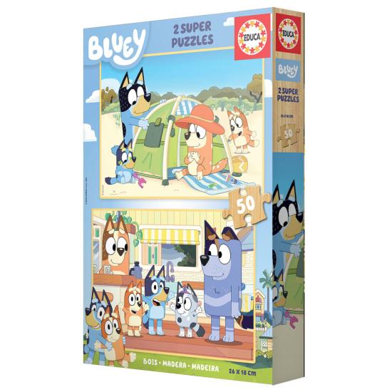 Puzzle Educa Bluey de 2 x 50 Pzs Madera Puzzle Educa Bluey de 2 x 50 Pzs Madera