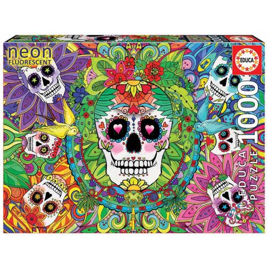 Puzzle Educa Calaveras de Azúcar, Neón de 1000 Piezas