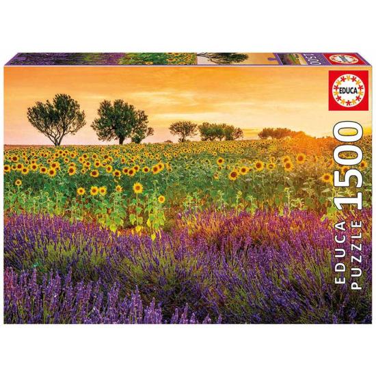 Puzzle Educa Campo de Girasoles y Lavandas de 1500 Piezas