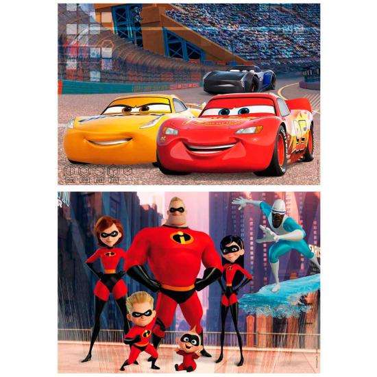 Puzzle Educa  Cars + Los Increíbles 2 x 50 Pzs Madera
