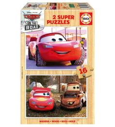 Puzzle Educa Cars On The Road de 2 x 16 Piezas Madera