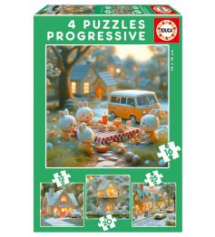 Puzzle Educa Ciudad de Conejitos Progresivos 12+16+20+25 Pzs