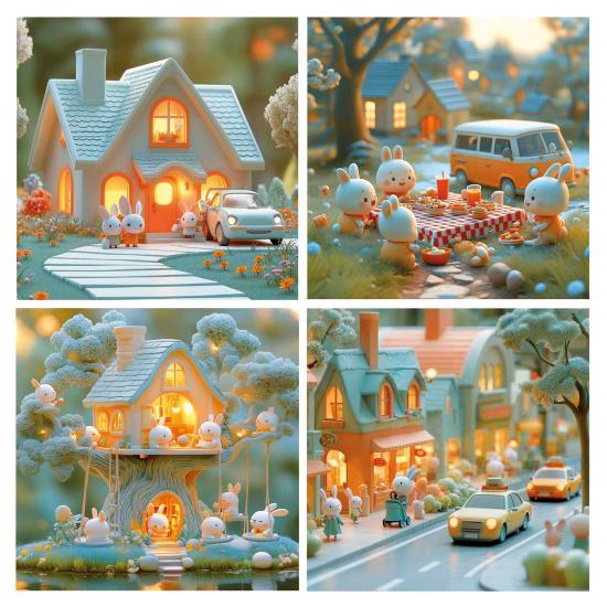 Puzzle Educa Ciudad de Conejitos Progresivos 12+16+20+25 Pzs