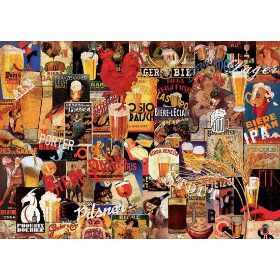 Puzzle Educa Collage de Cervezas Vintage de 1000 Piezas