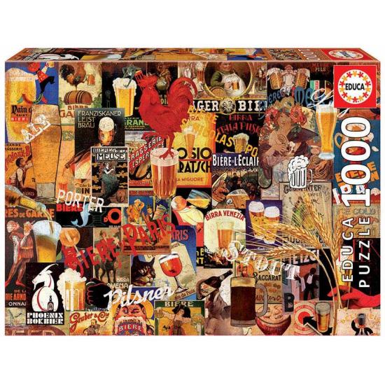Puzzle Educa Collage de Cervezas Vintage de 1000 Piezas
