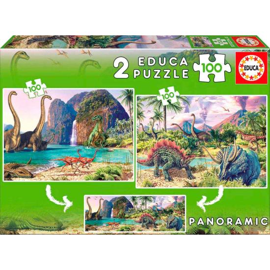Puzzle Educa Dino World 2 x 100 Piezas Puzzle Educa Dino World 2 x 100 Piezas