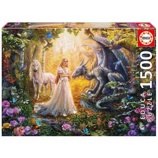 Comprar Puzzle Educa Dragón, Princesas Unicornios de 1500 Piezas - Educa-17696
