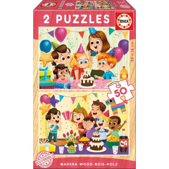 Puzzle Educa Fiesta de Cumpleaños 2 x 50 Pzs Madera