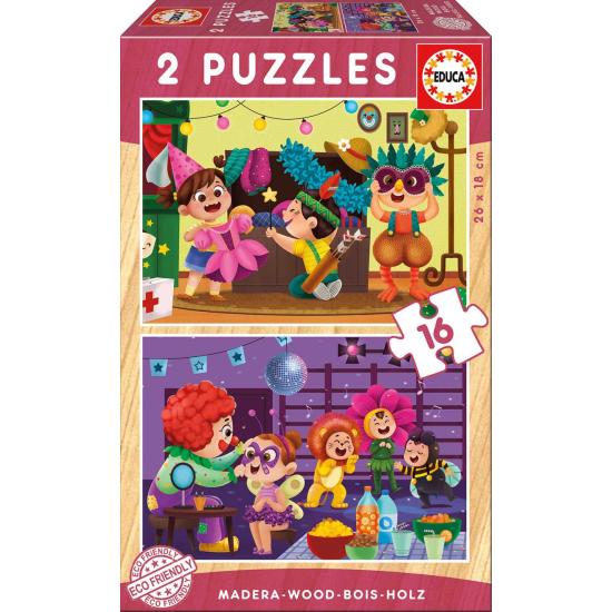 Puzzle Educa Fiesta de Disfraces de 2 x 16 Piezas Madera Puzzle Educa Fiesta de Disfraces de 2 x 16 Piezas Madera