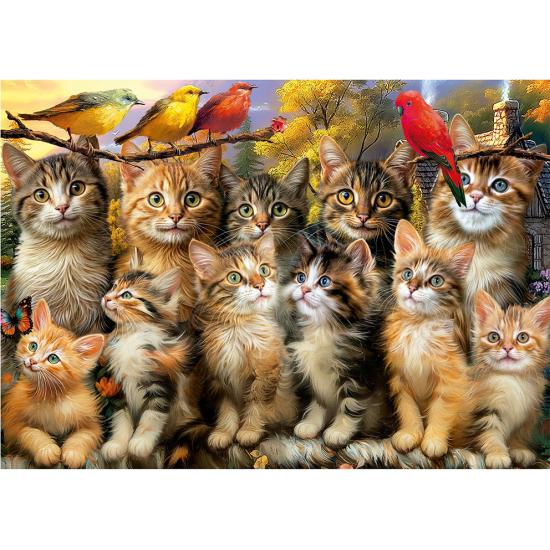 Puzzle Educa Gatitos y Pájaros de 500 Piezas