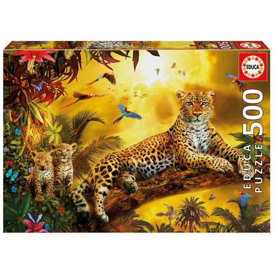 Puzzle Educa Leopardo con sus Cachorros de 500 Piezas Puzzle Educa Leopardo con sus Cachorros de 500 Piezas