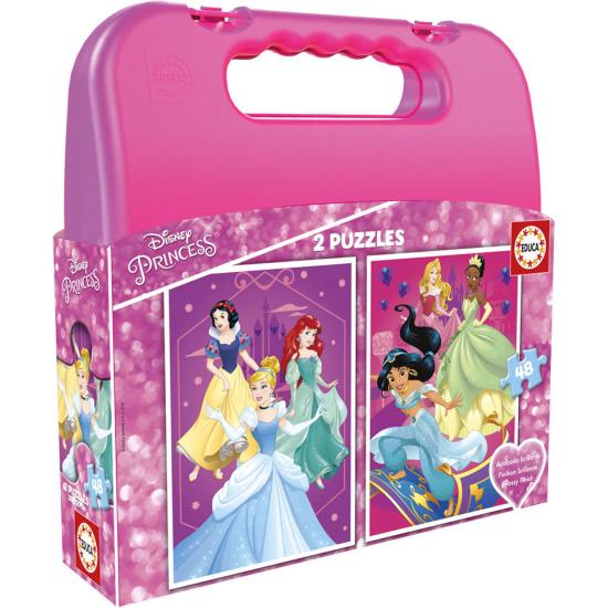 Puzzle Educa Maleta Princesas Disney 2 x 48 Piezas