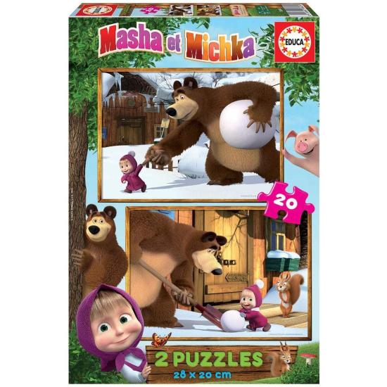 Puzzle Educa Masha y Michka de 2 x 20 Piezas