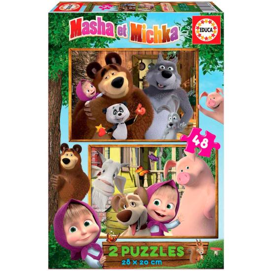 Puzzle Educa Masha y Michka de 2 x 48 Piezas