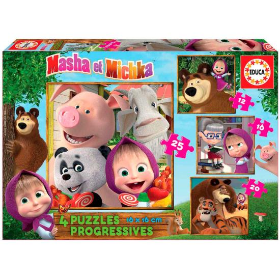 Puzzle Educa Masha y Michka Progresivo 12+16+20+25 Pzs