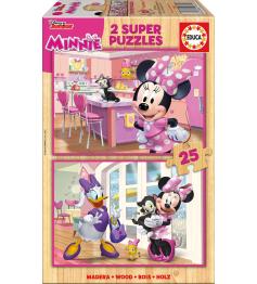 Puzzle Educa Minnie Ayudantes Felices de 2 x 25 Pzs Madera