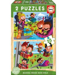 Puzzle Educa Parque de Atracciones de 2 x 25 Piezas Madera