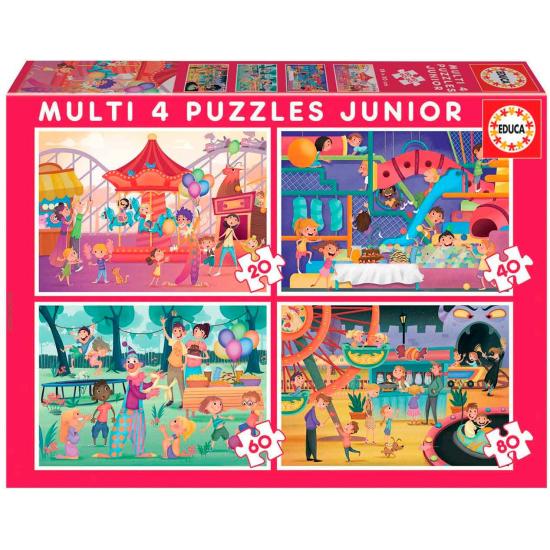 Puzzle Educa Parque + Fiesta Infantil  Progresivo 20+40+60+80 p