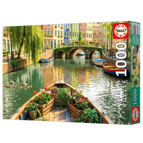 Puzzle Educa Paseo en Barco por Ámsterdam de 1000 Piezas