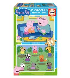 Puzzle Educa Peppa Pig de 2 x 25 Piezas Madera