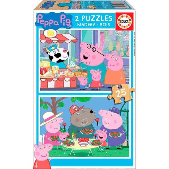 Puzzle Educa Peppa Pig de 2 x 25 Piezas Madera Puzzle Educa Peppa Pig de 2 x 25 Piezas Madera