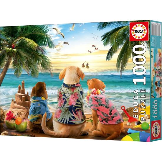 Puzzle Educa Perros en la Playa de 1000 Piezas