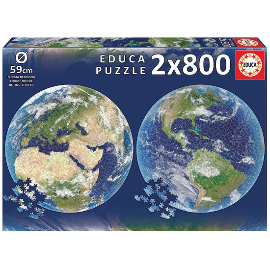 Puzzle Educa Redondo Planeta Tierra de 2 x 800 Piezas Puzzle Educa Redondo Planeta Tierra de 2 x 800 Piezas
