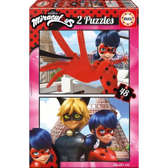 Puzzle Educa Prodigiosa: Las Aventuras de Ladybug de 2 x 48 Pzs