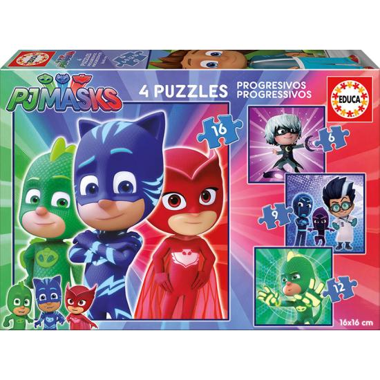 Puzzle Educa Progresivos PJ Masks 6+9+12+16 Pzs