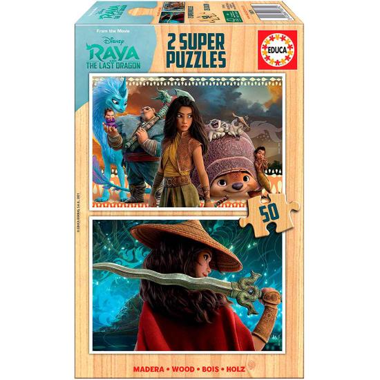 Puzzle Educa Raya y El Último Dragón 2 x 50 Piezas Madera Puzzle Educa Raya y El Último Dragón 2 x 50 Piezas Madera