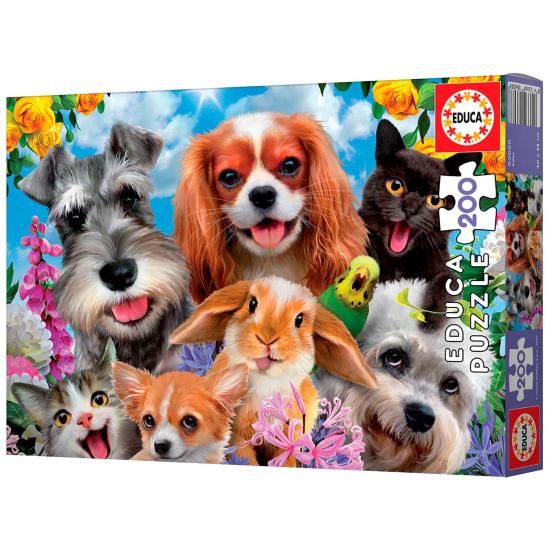 Puzzle Educa Selfie de Mascotas de 200 Piezas