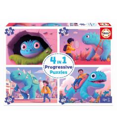 Puzzle Educa Simpáticos Dinos Progresivo 20+40+60+80 pzs