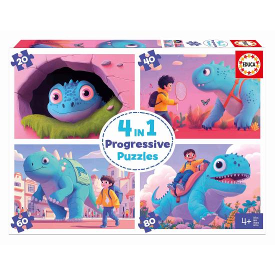 Puzzle Educa Simpáticos Dinos Progresivo 20+40+60+80 pzs