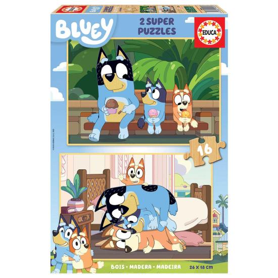 Puzzle Educa Bluey de 2x16 Pzs Madera Puzzle Educa Bluey de 2x16 Pzs Madera