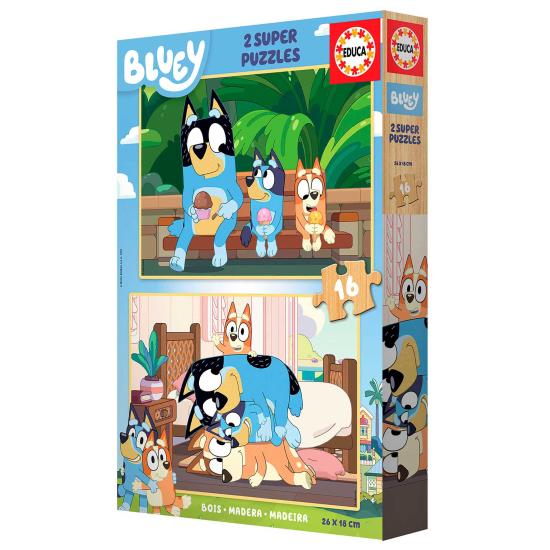 Puzzle Educa Bluey de 2x16 Pzs Madera Puzzle Educa Bluey de 2x16 Pzs Madera