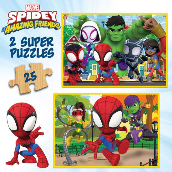 Puzzle Educa Spidey and Friends de 2 x 25 Piezas Madera