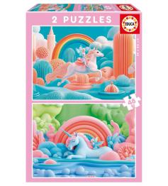 Puzzle Educa Unicornios Mágicos de 2 x 48 Piezas