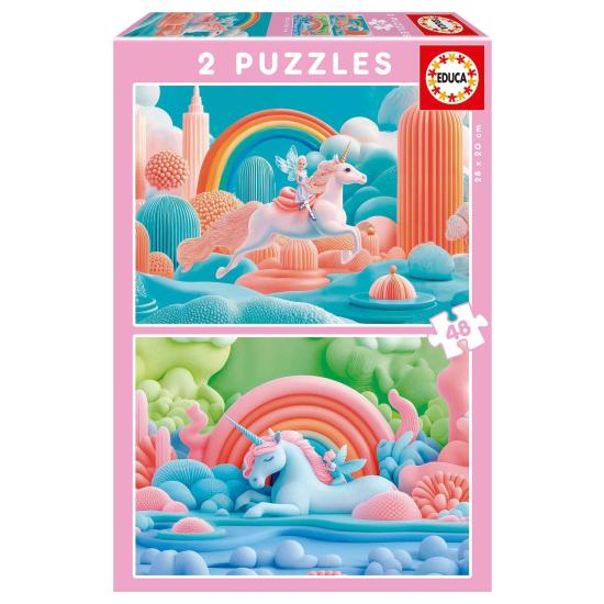 Puzzle Educa Unicornios Mágicos de 2 x 48 Piezas