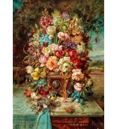 Puzzle Enjoy Bodegón de Flores con Herrerillo de 1000 Piezas