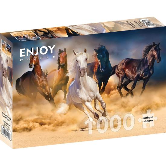 Puzzle Enjoy Caballos Corriendo en el Desierto de 1000 Piezas