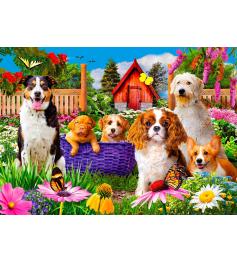 Puzzle Enjoy Cachorros en el Jardín de 1000 Piezas